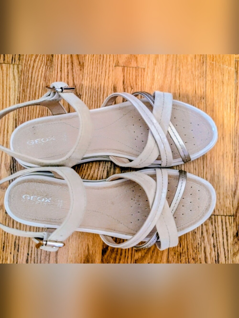 Geox Suede Leather Cream Beige Women's Strappy Comfort Sandals US8.5